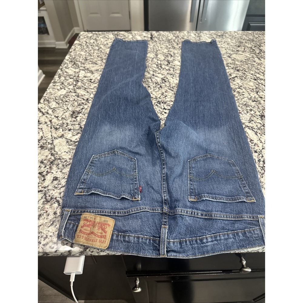 Levis 559 Jeans Mens 34x34 Blue Relaxed Straight Dark Wash Denim Pants - Picture 5 of 9